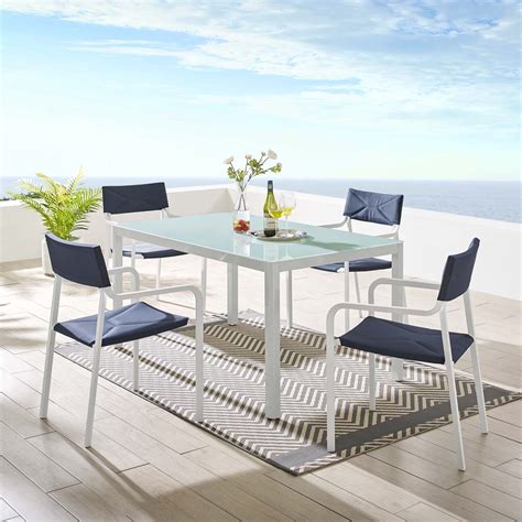 Get 5% in rewards with club o! Raleigh Outdoor Patio Aluminum Dining Set with 4 Stackable ...