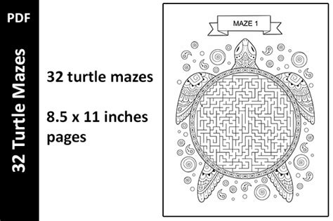 32 Turtle Mazes Pdf Activity Book Unique Graphic By Oxyp · Creative