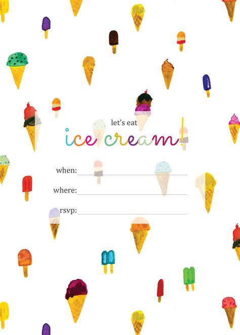 Print Printable Ice Cream Party Invitation Squirrelly Minds