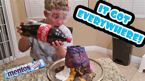 The reaction is so intense, you can make a rocket propelled by the resulting geyser. MENTOS AND COKE VOLCANO EXPERIMENT! - YouTube