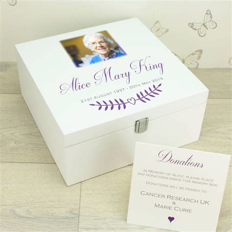 Personalised Funeral Donations And Memory Box Memory Box Funeral