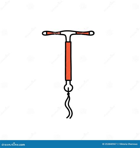 Intrauterine Device Iud Contraception Doodle Icon Vector Color Line