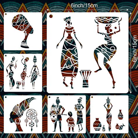 9 Pieces African Tribal Stencils African Stencils For Painting On Wood