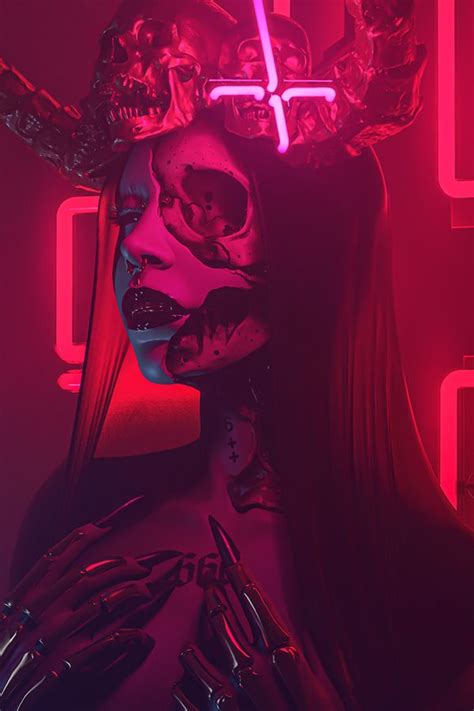 Necro Mary † On Behance Satanic Art Cyberpunk Art Dark Fantasy Art