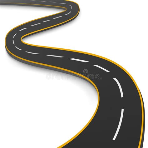 Realistic Winding Motor Road Stretching Into The Horizon Vector Stock
