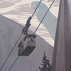 Chamonix France Print Vintage Ski Poster Cable Ski Lift Etsy