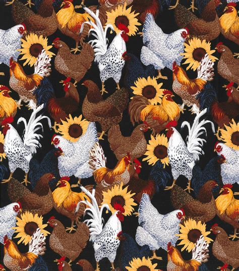 Roosters And Sunflowers Novelty Cotton Fabric Joann