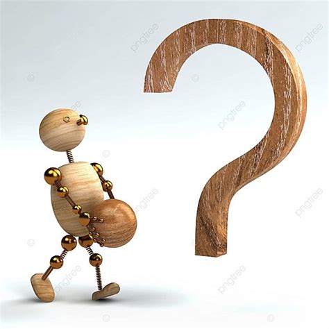 Wood Man With Question Mark Isolated Clipart Mark Shiny Photo