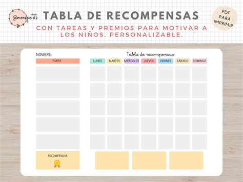 Tabla De Recompensas Español Hábitos Y Rutinas Para Niños Etsy España