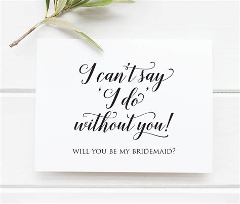 Bridesmaid Proposal Card I Cant Say I Do Without