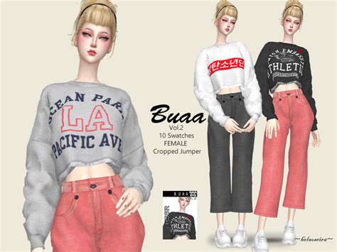 Buaa V2 Cropped Jumper By Helsoseira At Tsr Sims 4 Updates