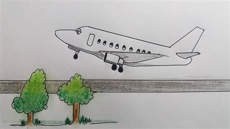 Drawing A Plane Easy How To Draw An Airplane Takeoff Scene Youtube