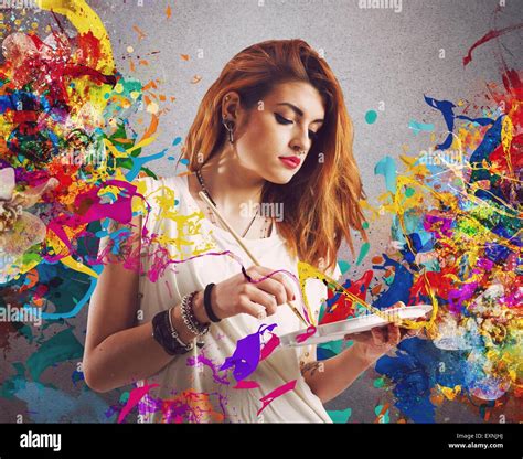 Girl Creative Painter Stock Photo Alamy