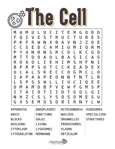 The Cell Word Search Organelles Puzzle Games Crossword Puzzles Art