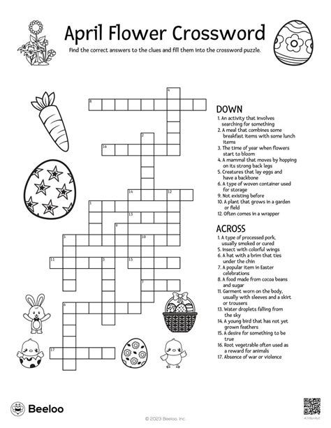 April Flower Crossword Beeloo Printable Crafts And Activities For Kids