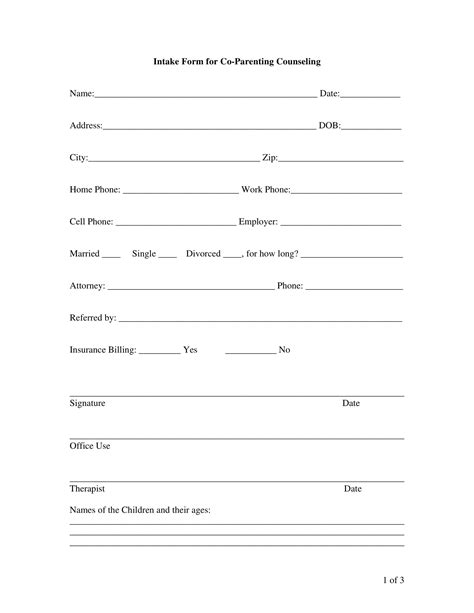 Free Counseling Intake Form Template