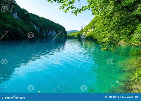 Lake With Clear Turquoise Water National Park Plitvice Lakes C Stock