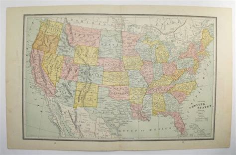 1887 United States Map Vintage Map Of Usa History Buff T Etsy