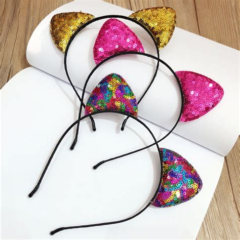 New Shiny Cute Sequins Cat Ears Headband For Girls Hair Accessories