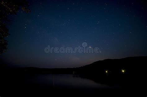 Canadian Night Sky Over A Lake Stock Image Image Of Dark Nighttime