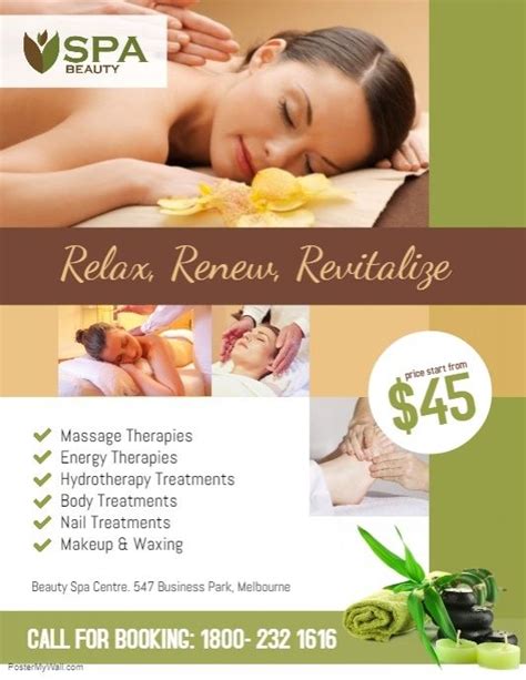 Spa Salon Beauty Flyer Poster Template Spa Flyer Massage Therapy