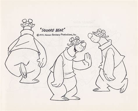 Hanna Barbera The Hair Bear Bunch Square Bear Model Sheet 1972 Hanna