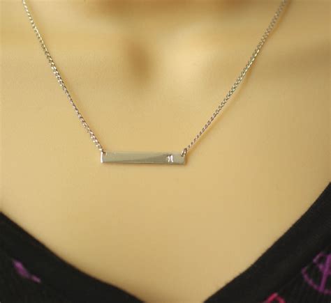 Sterling Silver Personalized Bar Necklace Nameplate Necklace Etsy