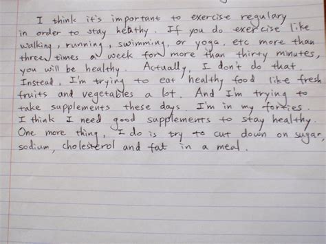 A healthy lifestyle is the key to happiness, it's the first priority to every person. ERV-1 Students write about staying healthy! | English Language