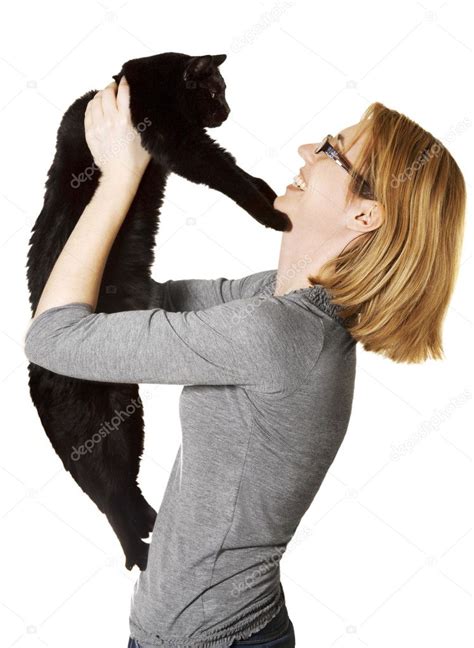Woman Holding Cat ⬇ Stock Photo Image By © Photokitchen 4421608
