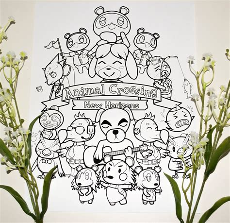 Animal Crossing Coloring Page Etsy Uk