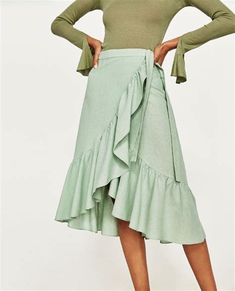 Drooling Over This Ruffled Wrap Skirt From Zara In Seafoam Ruffle