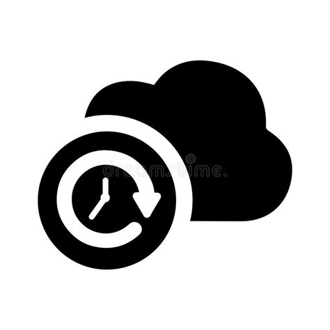 Backup Cloud Time Machine Icon Black Vector Graphics Stock Vector