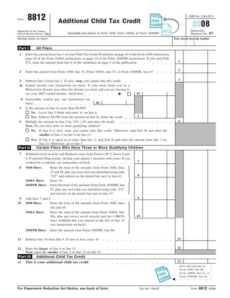 Worksheet For Form 8812