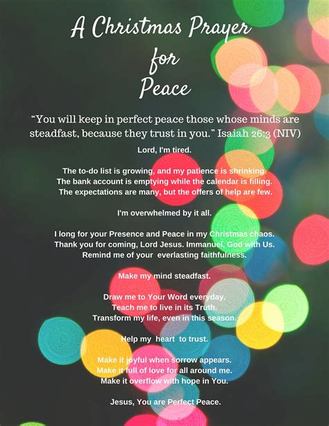 A Prayer For Peace In Christmas Chaos Amy Carroll
