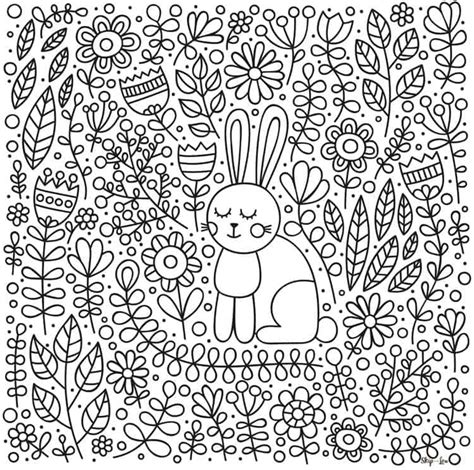 Cute Bunny With Flowers Coloring Page Skip To My Lou