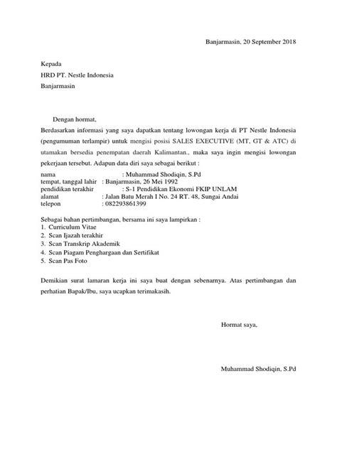Yuk Lihat Contoh Surat Lamaran Kerja Bahasa Indonesia Yang Simple