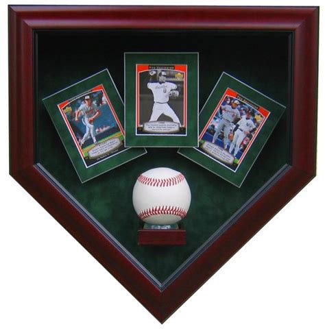 1 Baseball And 3 Cards Homeplate Shaped Display Case Golf Ball Display