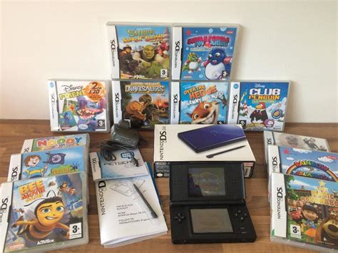 Rare Cobalt Blue Nintendo Ds Lite Console Boxed And 12 Games Wednesbury