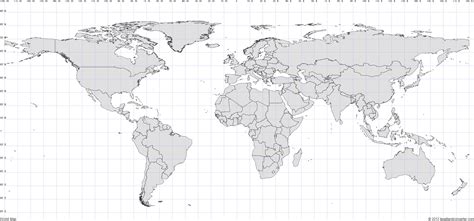 Flat World Map With Latitude And Longitude