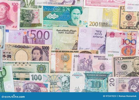 Many Different Currency Banknotes From World Country Stock Image