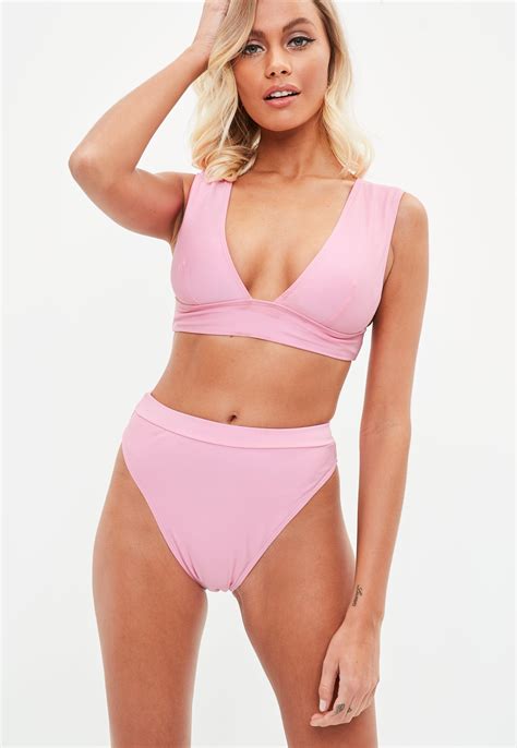 Lyst Missguided Pink Minimal Triangle Bikini Top In Pink