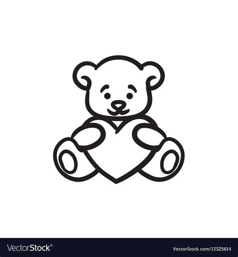 Teddy Bear With Heart Sketch Icon Royalty Free Vector Image