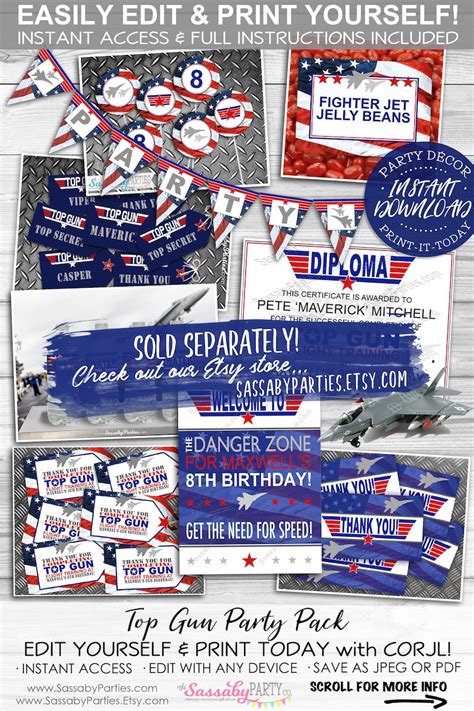 Top Gun 1st Birthday Photo Invitation Instant Download Etsy