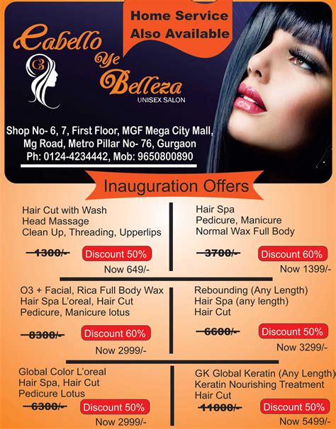 Inauguration Offers In ‪‎cabelloyebelleza‬ Unisex Salon Home Service