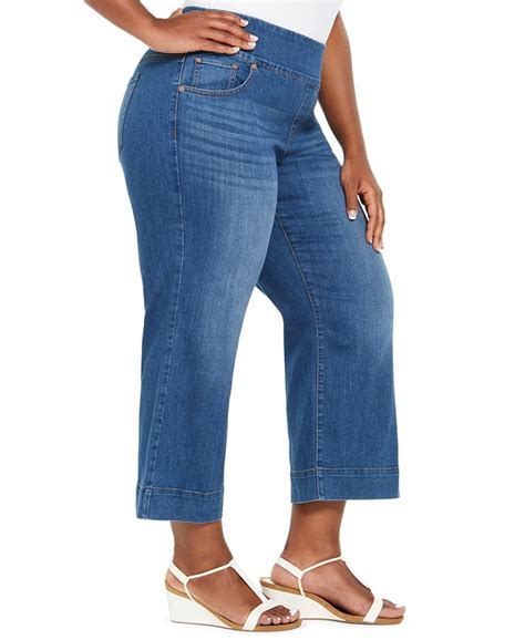 Style And Co Plus Size Pull On Wide Leg Jeans Created For Macys