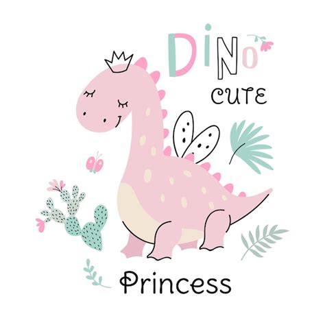 Mod Le De Carte Dino Princesse Fille Mignon Dinosaure F E B B Doux