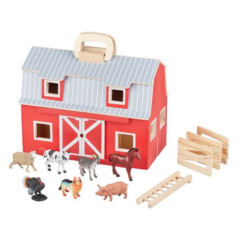 Melissa And Doug Fold And Go Wooden Barn With 7 Animal Play Figures Buy