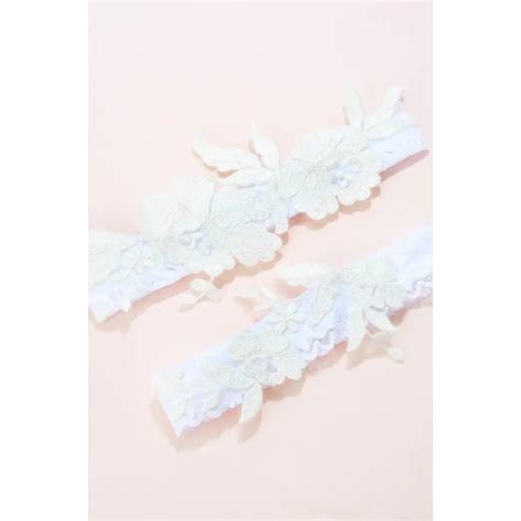 Calypso Floral Lace Garter Set White D102 D102 Bridal Closet