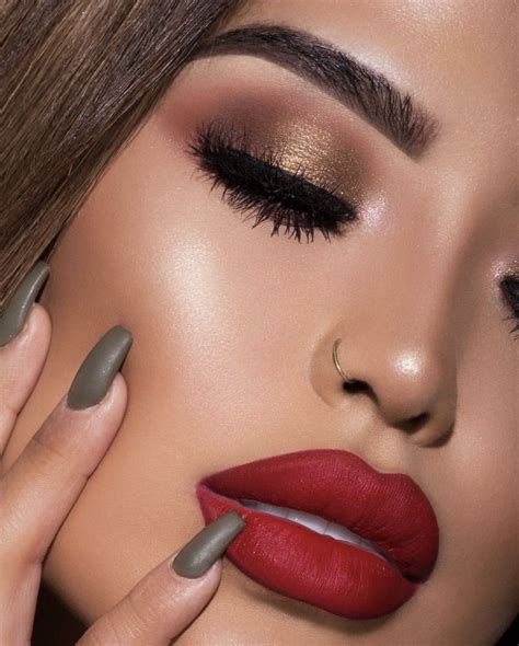 Matte Red Lips And Golden Smokey Eye Look By Iluvsarahii Eye Makeup Red Lip Makeup Gorgeous