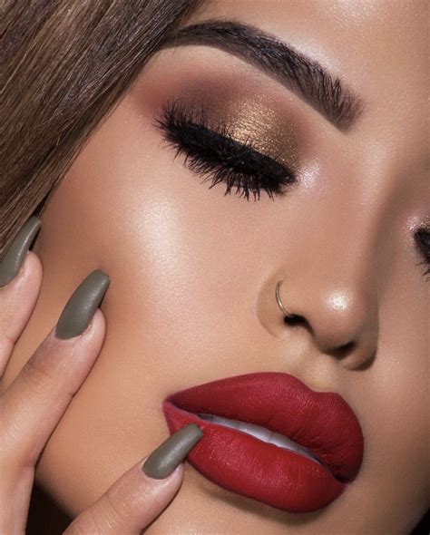 matte red lips and golden smokey eye look by iluvsarahii eye makeup red lip makeup gorgeous